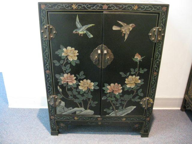 Appraisal: Black Lacquerware Oriental Cabinet