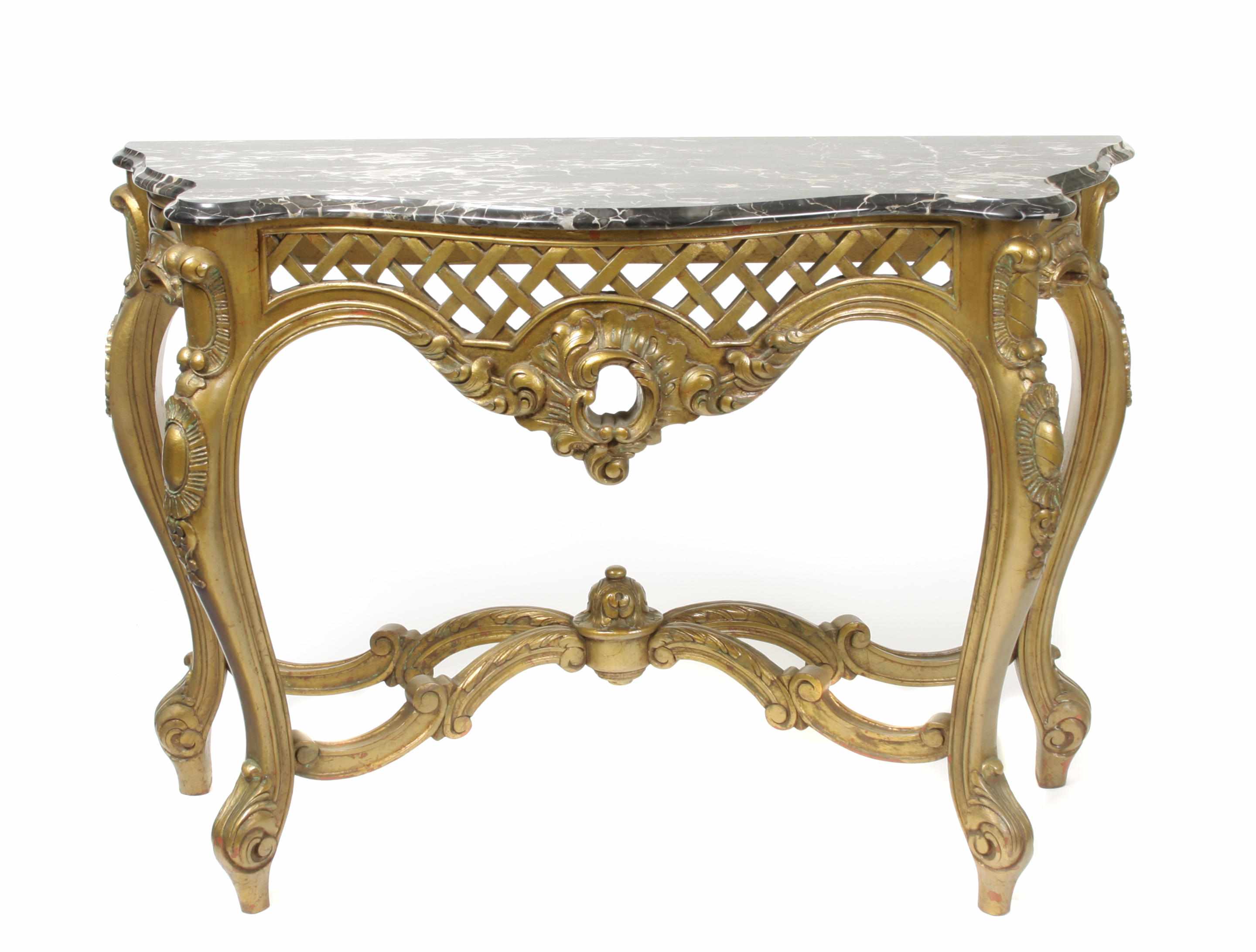 Appraisal: A Louis XV style giltwood and marble console th centuryheight