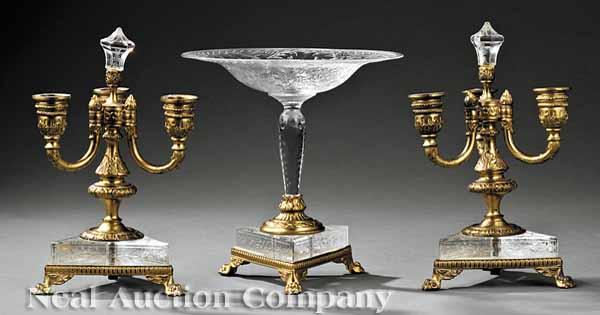 Appraisal: A Continental Belle poque Gilt Metal and Cut Glass Garniture