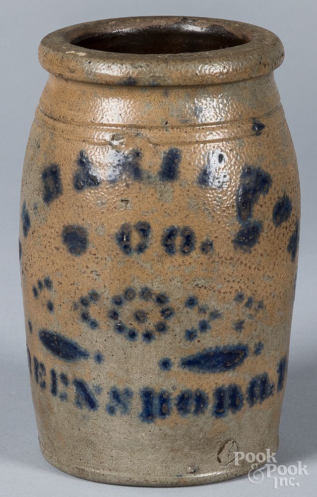 Appraisal: Western Pennsylvania stoneware jar th c Western Pennsylvania stoneware jar