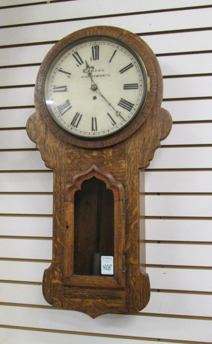 Appraisal: OAK CASE FUSEE WALL CLOCK William Frederick Evans clockmaker Handsworth