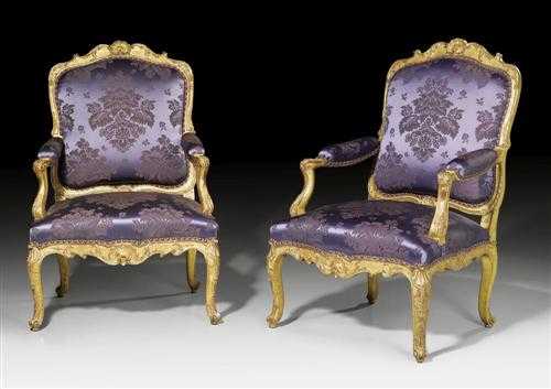 Appraisal: PAIR OF LARGE FAUTEUILS A LA REINE Louis XV from