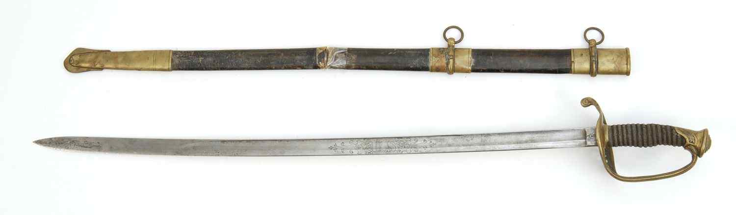 Appraisal: U S CAVALRY SWORD AND SCABBARDCirca Sharkskin grip Left side