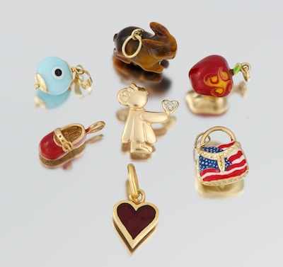 Appraisal: A Group of Various Charms One by Aaron Basha Containing