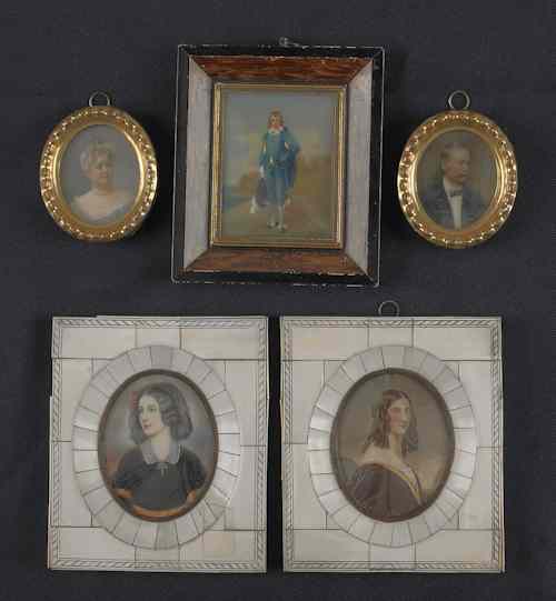 Appraisal: Pair of miniature watercolor portraits of a husband and wife