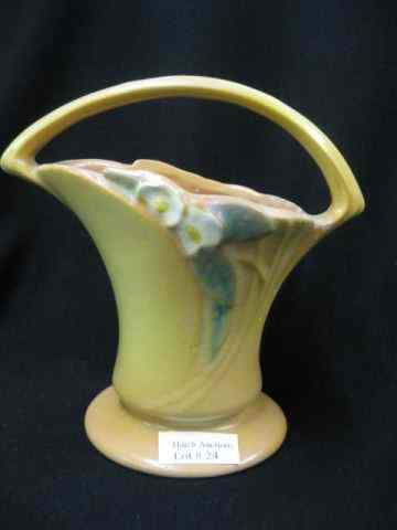 Appraisal: Roseville Mock Orange Art Pottery Basket yellow-brown - ''