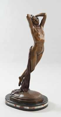 Appraisal: Edouard Louis Collet Swiss b Nocturne bronze sculpture with warm