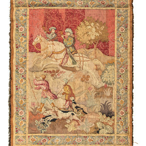 Appraisal: A Continental Wool Tapestry th Century depicting a hunting party