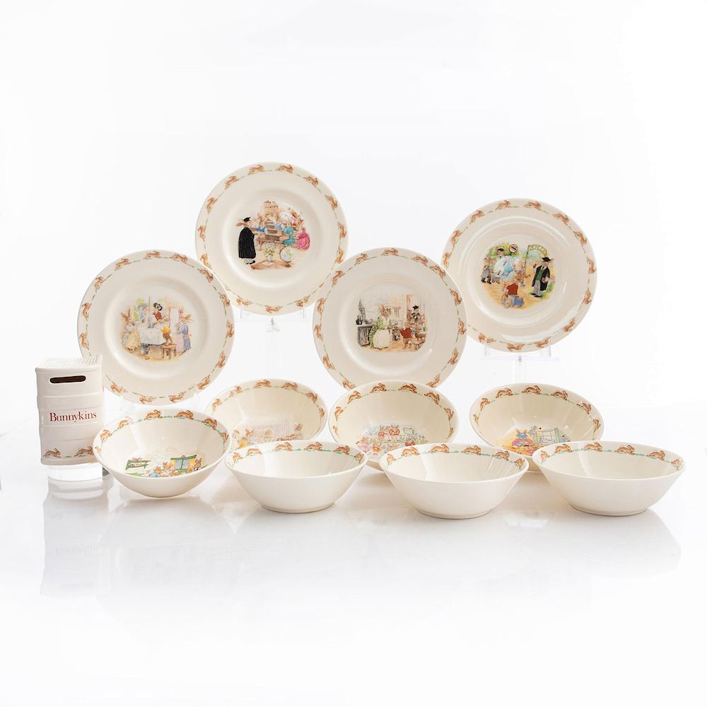 Appraisal: SET OF ROYAL DOULTON BUNNYKINS CHINA TABLETOPS Collectible set bowls