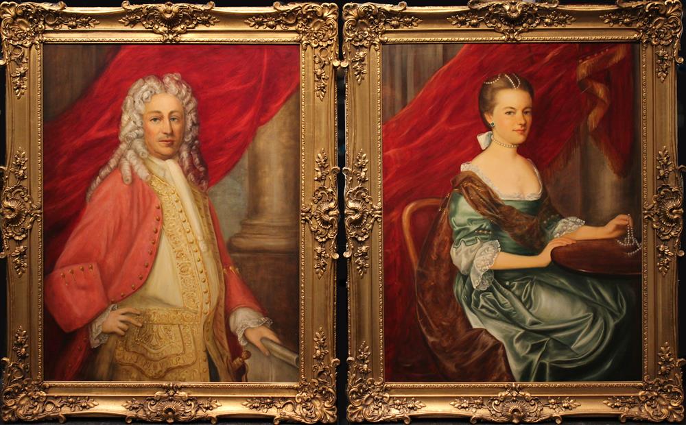 Appraisal: C GREGORY STAPKO AMERICAN - PAIR OF PORTRAITS IN COLONIAL