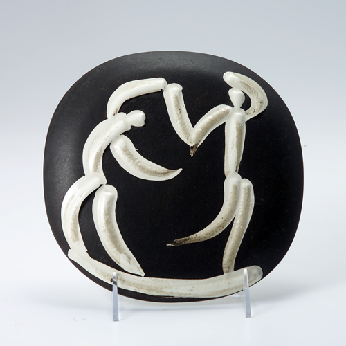 Appraisal: Picasso for Madoura plate with two figures in white impressed