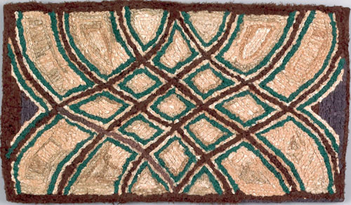 Appraisal: Amish swirl hooked rug ca worked in brown green and