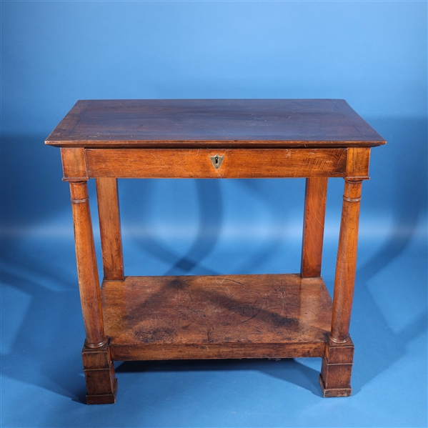 Appraisal: Antique wooden console table with one drawer late th century