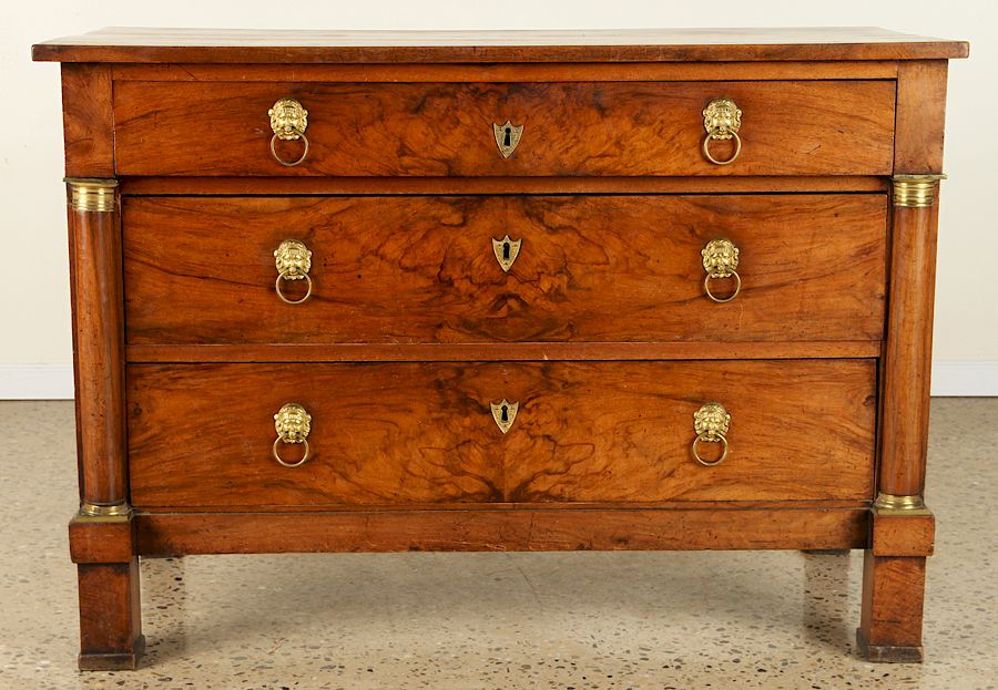 Appraisal: TH C FRENCH WALNUT EMPIRE COMMODE A nineteenth century French