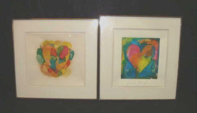 Appraisal: DINE Jim Colored Prints or Mixed Media of Hearts Each