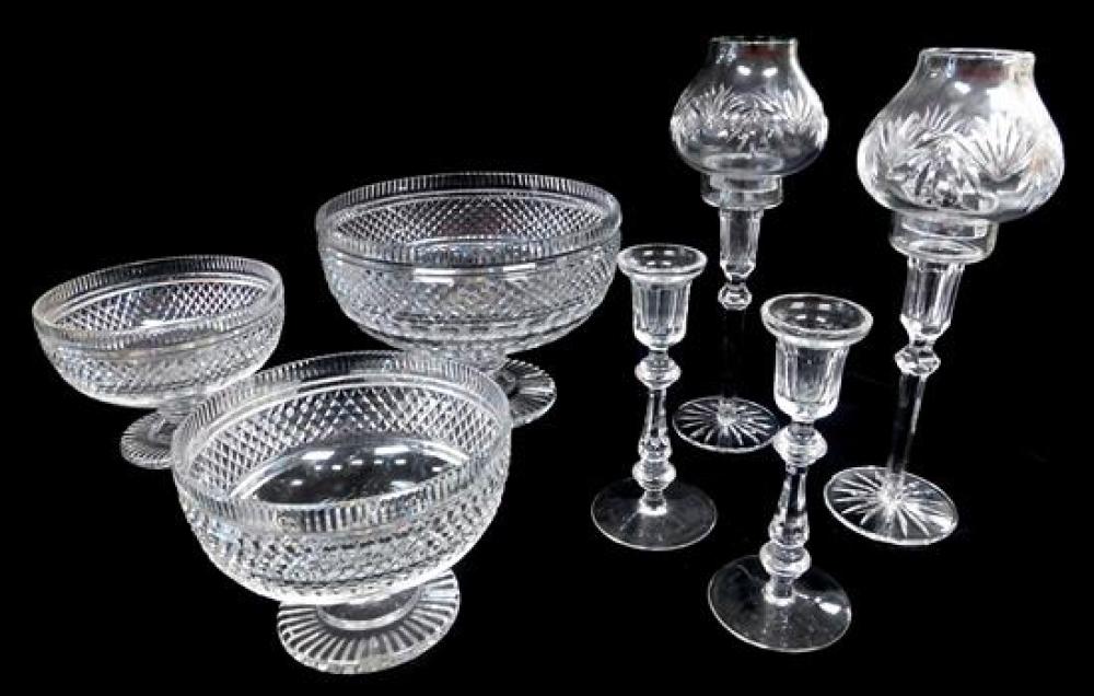 Appraisal: GLASS Waterford seven signed pieces of cut crystal including large