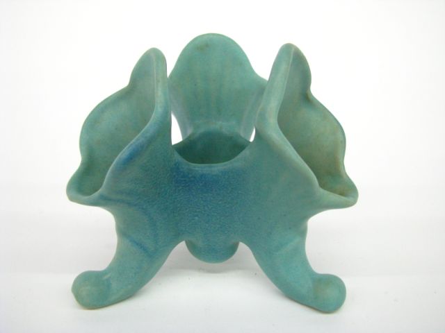 Appraisal: VanBriggle pottery flower frog matte glaze blue green finish tall