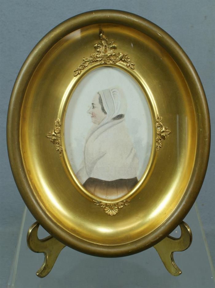 Appraisal: Oval gilt framed watercolor portrait of Anna Marie Hiester -