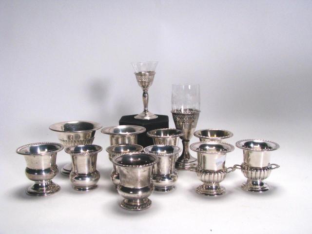 Appraisal: Group of sterling silver table items including cigarette holders pedestal