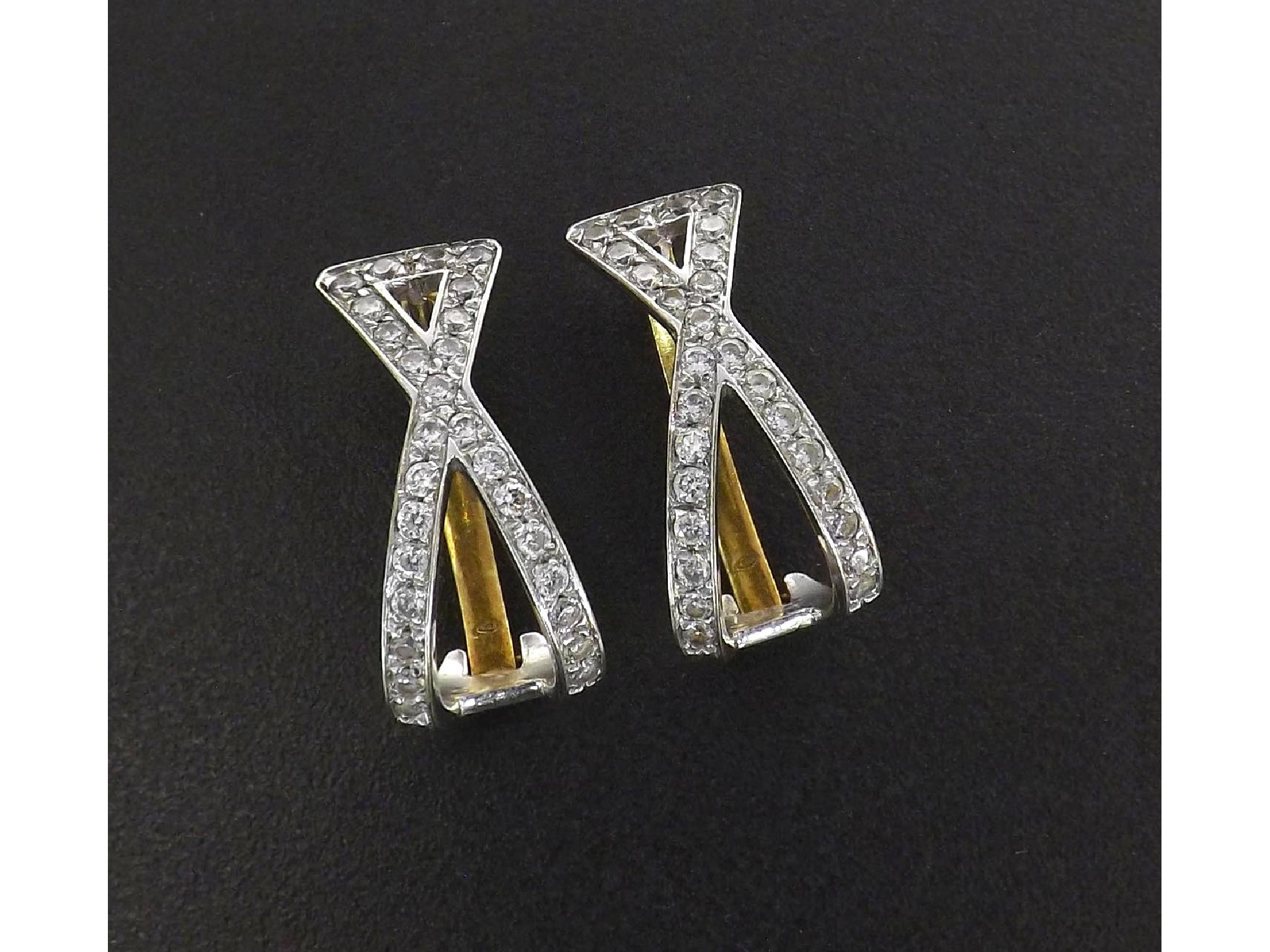 Appraisal: DXN L Pair of ct yellow and white gold paste