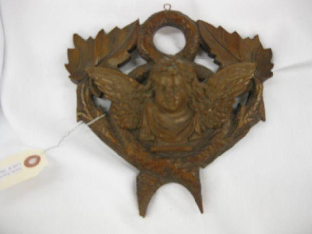 Appraisal: Black Forest Carved Wooden Wall Plaque of an angel