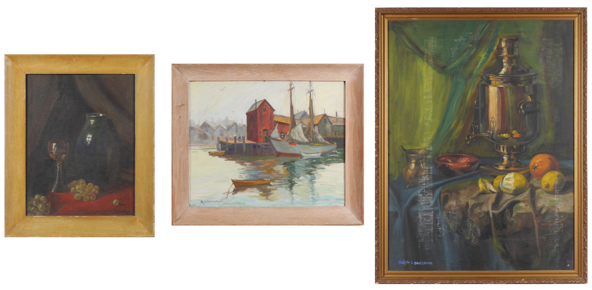 Appraisal: LANDSMAN Ralph American - Piece Painting Lot to Include Still