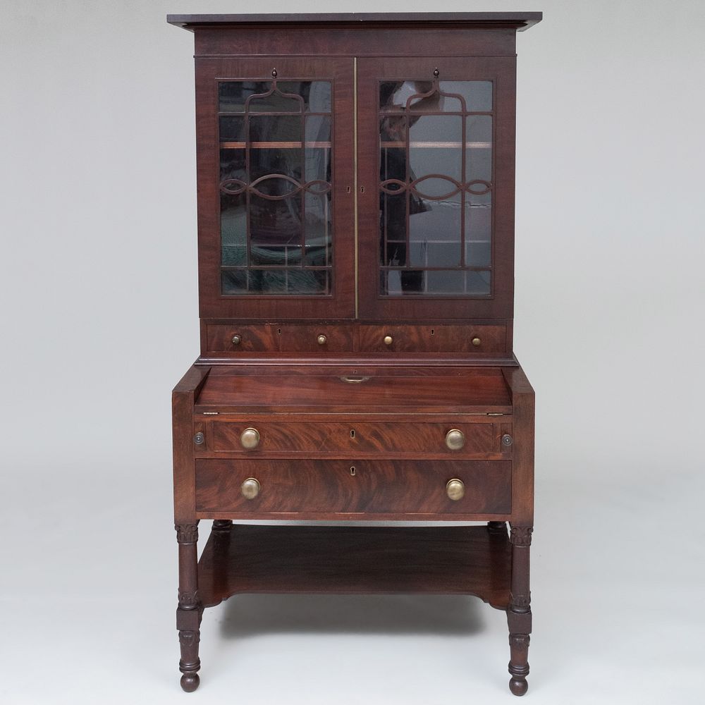 Appraisal: Federal Mahogany Secretary Bookcase In three parts fitted with an