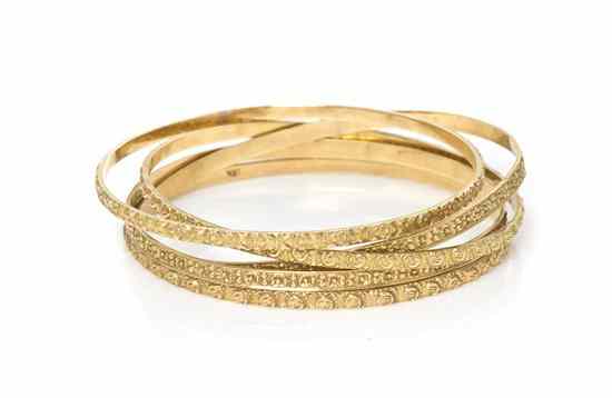 Appraisal: A Collection of Karat Yellow Gold Bangle Bracelets consisting of