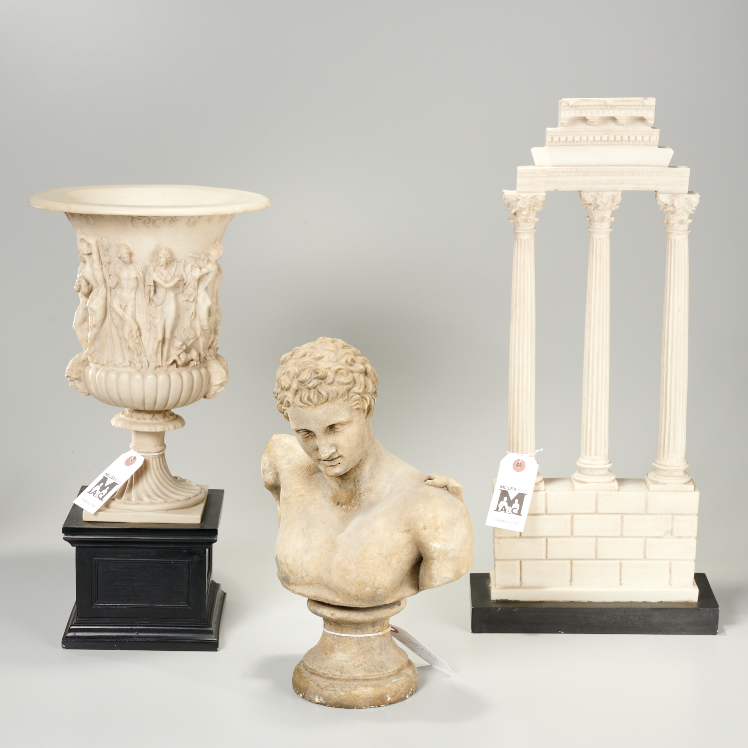 Appraisal: GRAND TOUR REPLICA DECORATIVE OBJECTS th st c incl bust