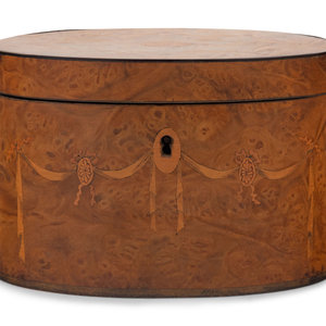 Appraisal: A George III Satinwood Inlaid Burlwood Tea Caddy Circa Width