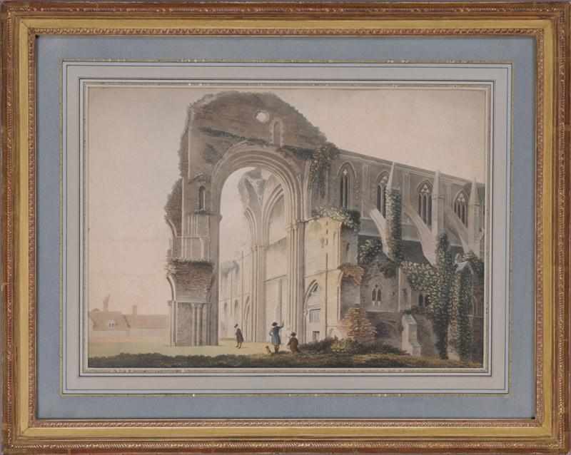 Appraisal: ENGLISH SCHOOL CATHEDRAL RUINS Hand-colored aquatint on paper Provenance Property