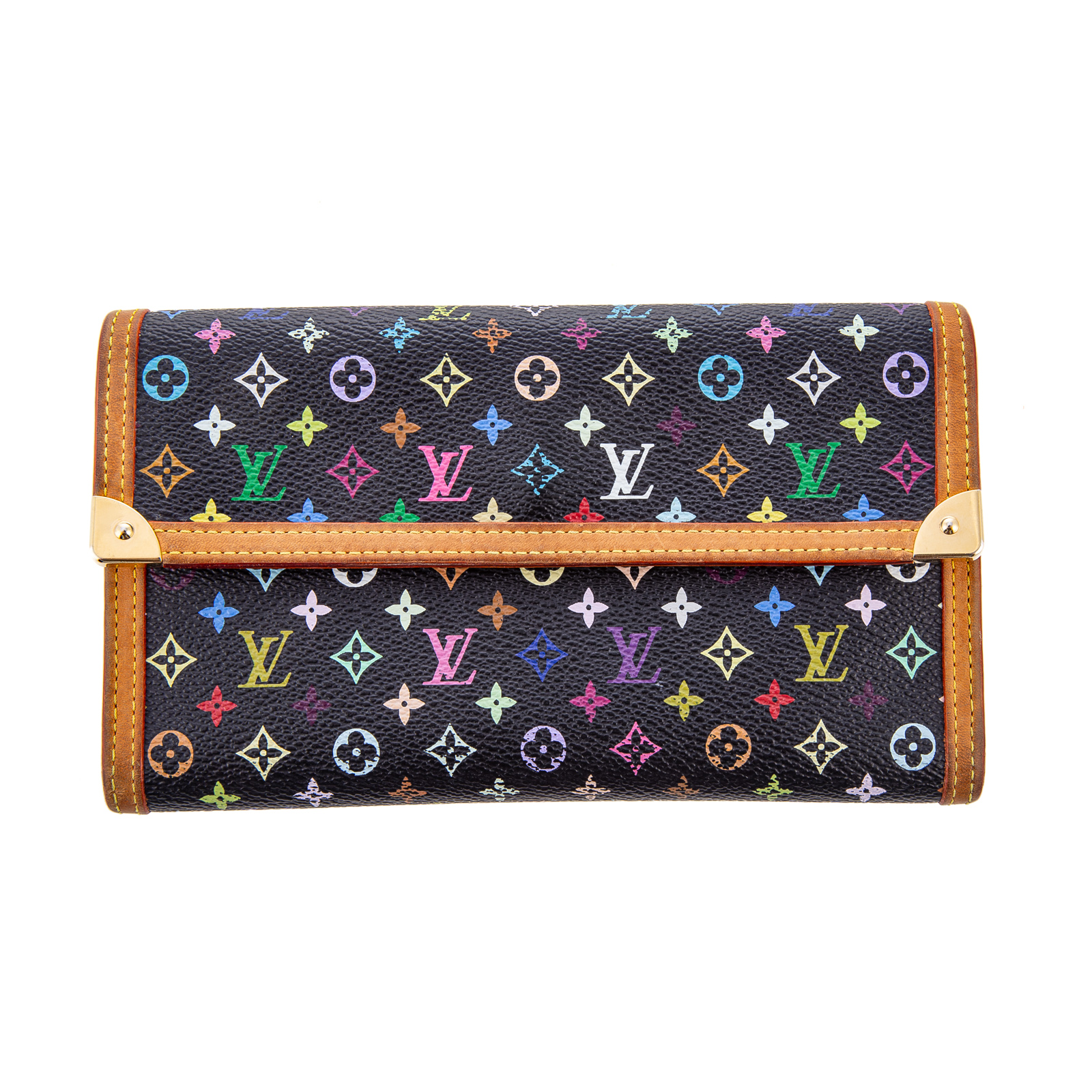 Appraisal: A LOUIS VUITTON MURAKAMI MULTICOLORE WALLET A black coated canvas