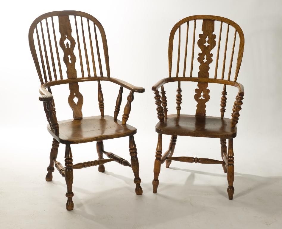 Appraisal: th CENTURY ASH AND ELM WINDSOR ARMCHAIR the hoop back