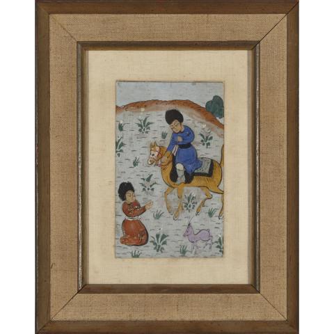 Appraisal: Group of Five Persian Miniatures th Century Tempera on paperCondition