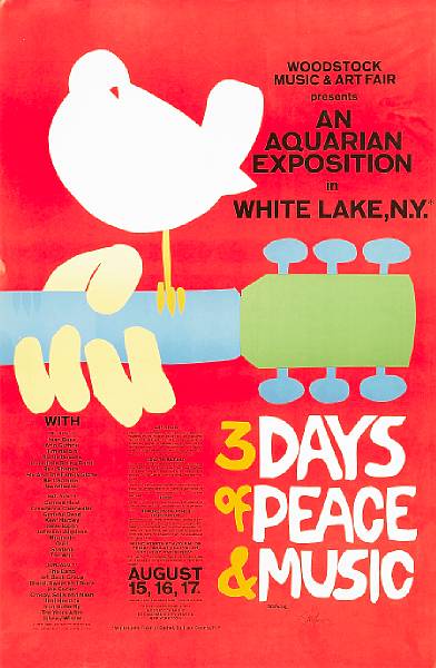 Appraisal: An original Woodstock poster obtained from and signed by the