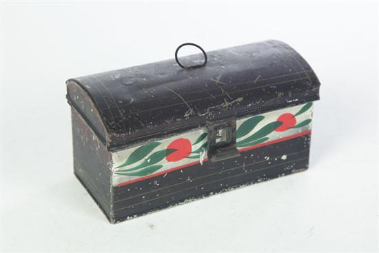 Appraisal: TOLE DOCUMENT BOX American nd quarter- th century Small dome