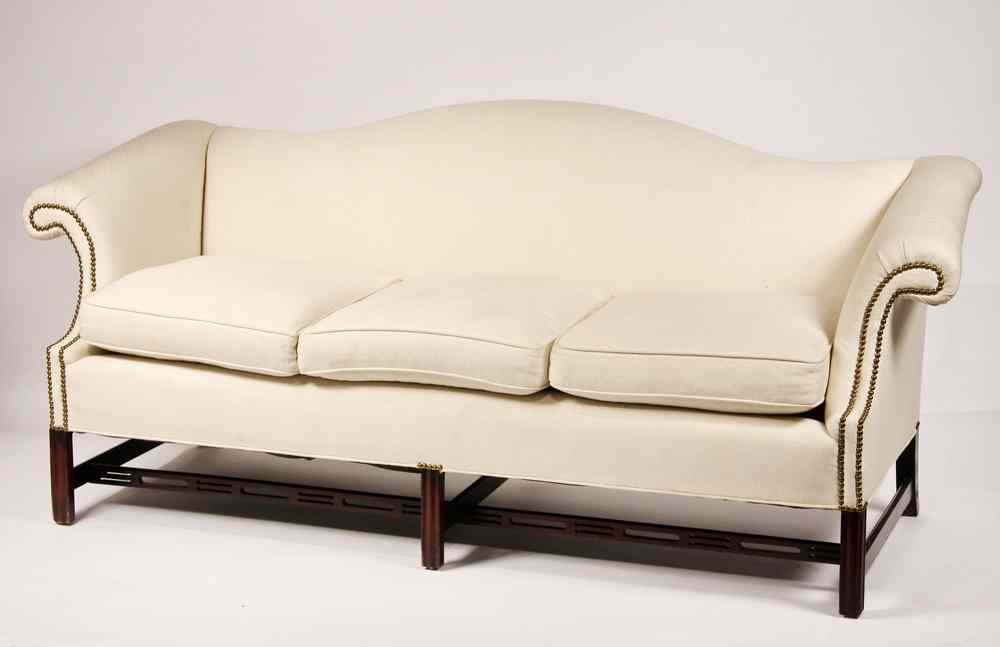 Appraisal: CHIPPENDALE STYLE SOFA - th c Chippendale style Camel Back