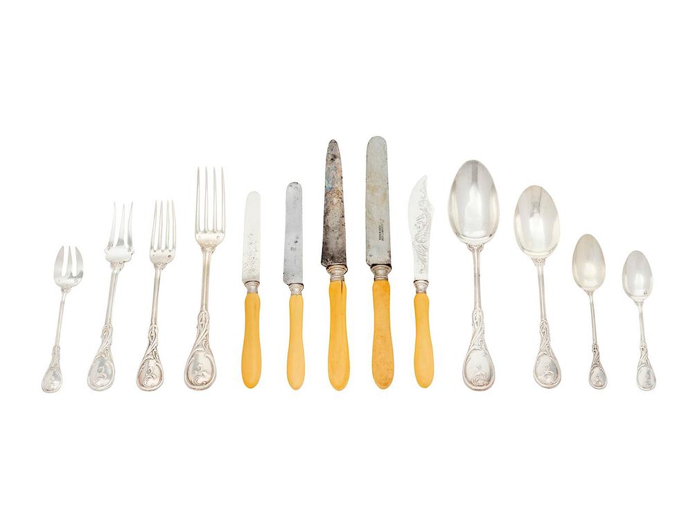 Appraisal: A French Silver Flatware Service Length of dinner knife inches