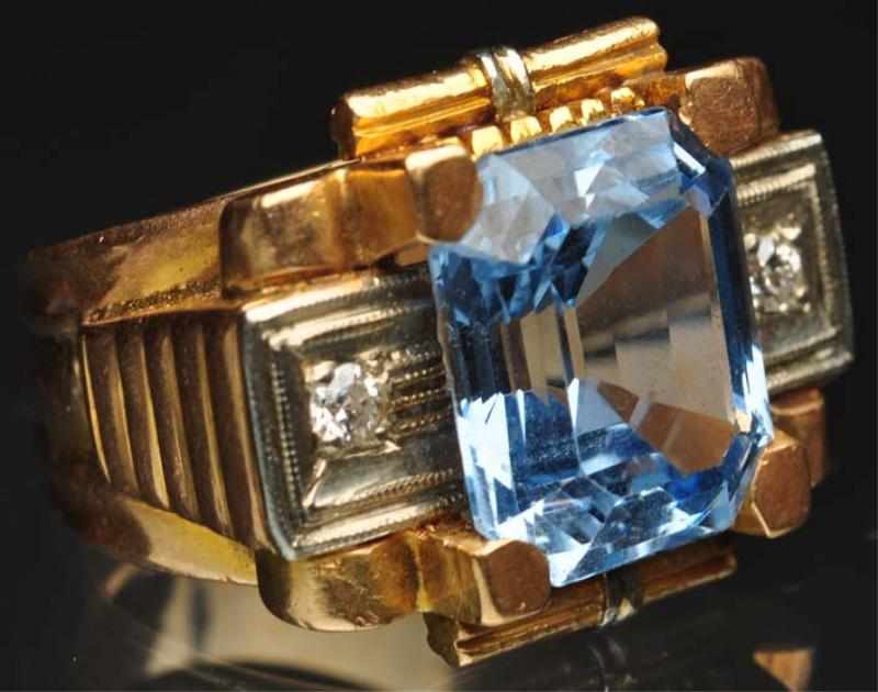 Appraisal: K Y Gold Blue Topaz Diamond Ring Weight grams dwt