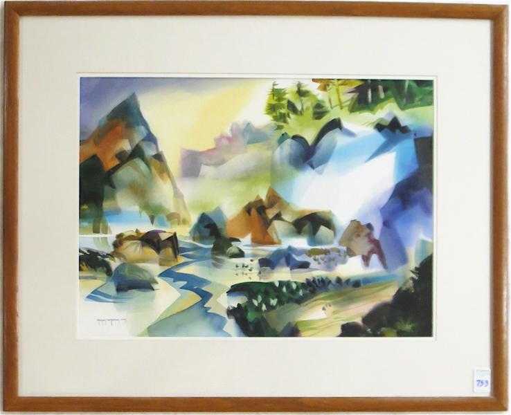 Appraisal: MICHAEL SCHLICTING WATERCOLOR ON PAPER Portland Oregon th century Coastal