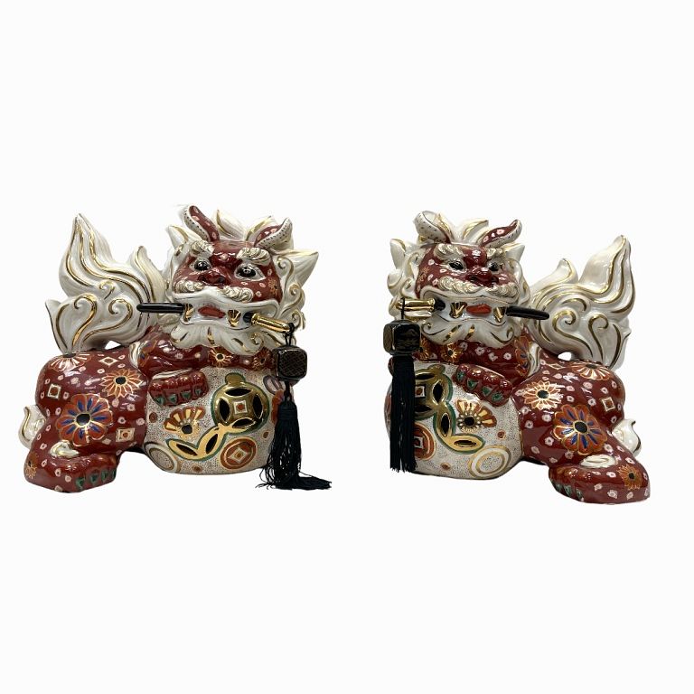 Appraisal: Pair of Chinese Porcelain Foo Lions Pair of Chinese Porcelain