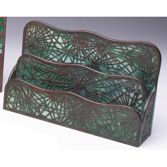 Appraisal: Tiffany Studios letter rack bronze in the pine needle pattern