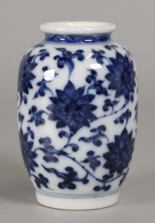 Appraisal: Chinese blue and white porcelain jar floral motif in H