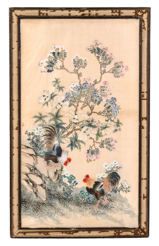 Appraisal: Sale Lot Attributed to Wang Chenxun LATE QING DYNASTY Roosters