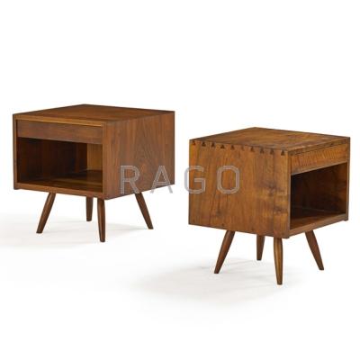 Appraisal: GEORGE NAKASHIMA - NAKASHIMA STUDIOS Two walnut nightstands New Hope