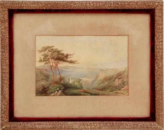 Appraisal: European school th century LANDSCAPE WITH LAKE watercolor framed unsigned