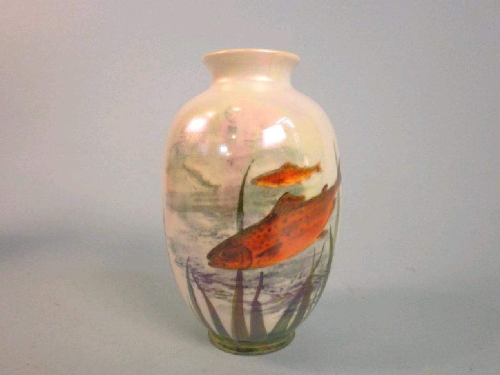 Appraisal: A Royal Doulton lustre ware vase printed with a design