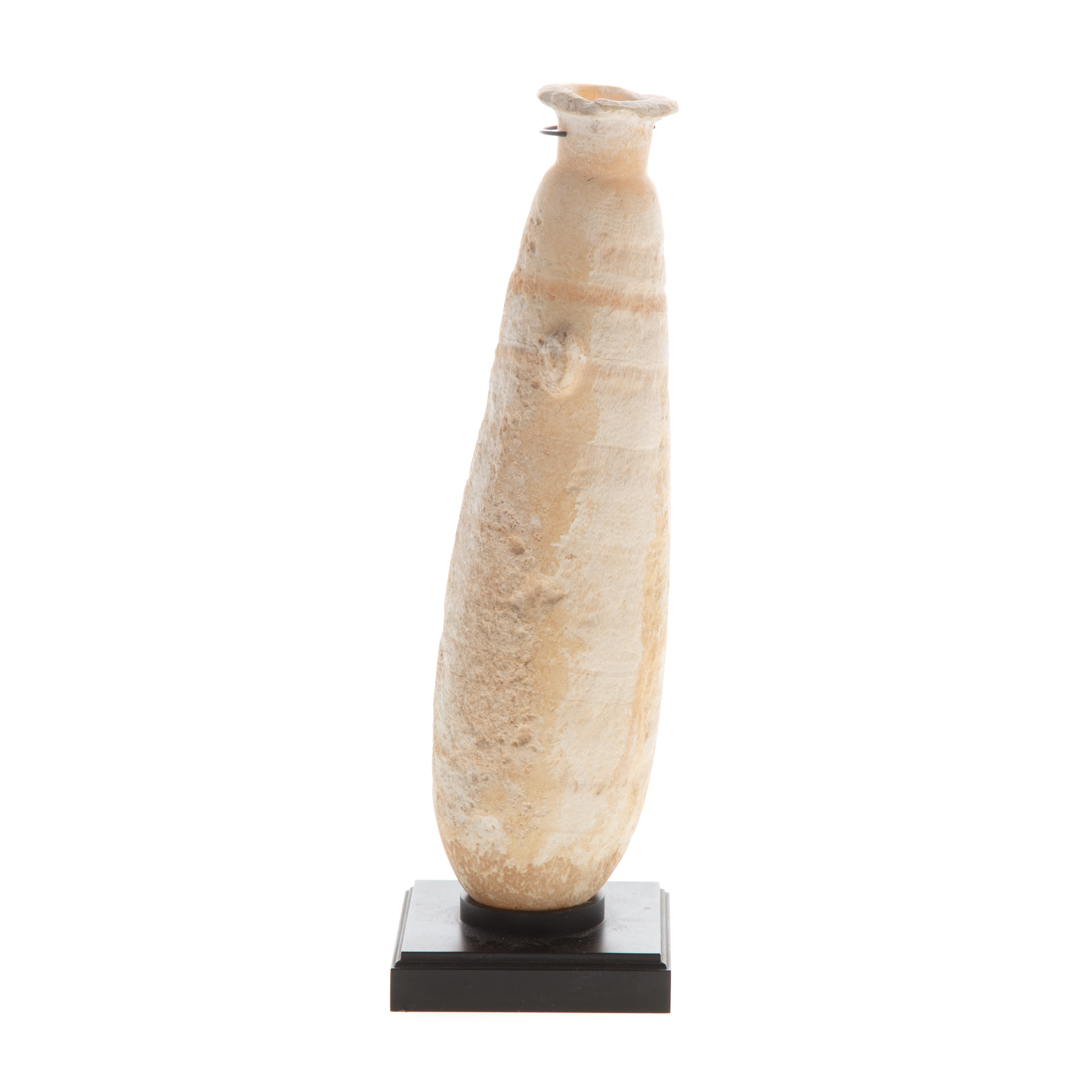 Appraisal: Ancient Egyptian alabaster oil vessel probably Ptolemaic period tall rounded