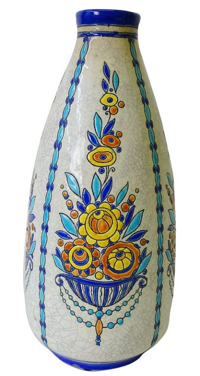 Appraisal: CHARLES CATTEAU BOCH FRERES Gr s Keramis vase CHARLES CATTEAU