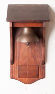 Appraisal: Antique Wooden Dinner Bell w Byron Poem Byron poem to